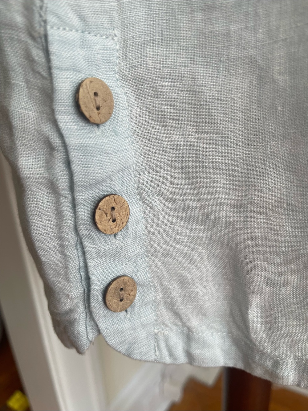 Nicole Miller 100% Linen -L- Light Blue Sleeveless V-Neck Linen Dress/Tunic - Picture 5 of 11